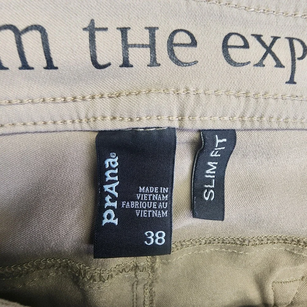 Prana Brion Pant 38x30 Slim Fit Beige Stretch Lightweight Hiking Nylon‎ Outdoor